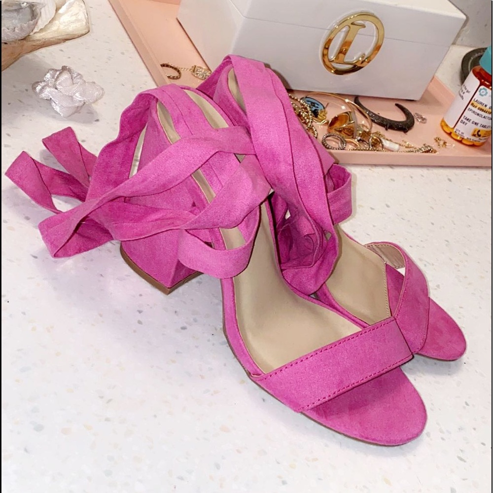 TOBI pink wrap heel